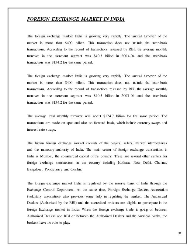 Analysis of forex market in india