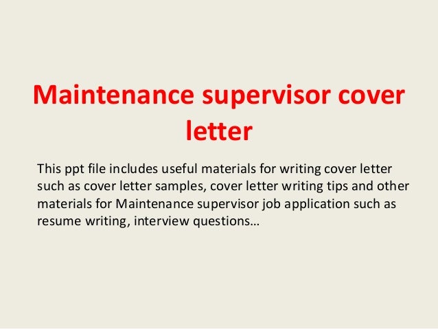 cover letter for supervisor post