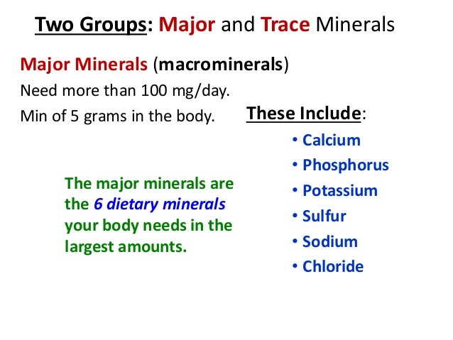 major minerals