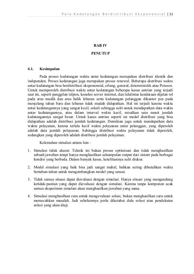 P o l a K e d a t a n g a n B e r d i s t r i b u s i E k s p o n e n s i a l | 11BAB IVPENUTUP4.1. KesimpulanPada proses ...