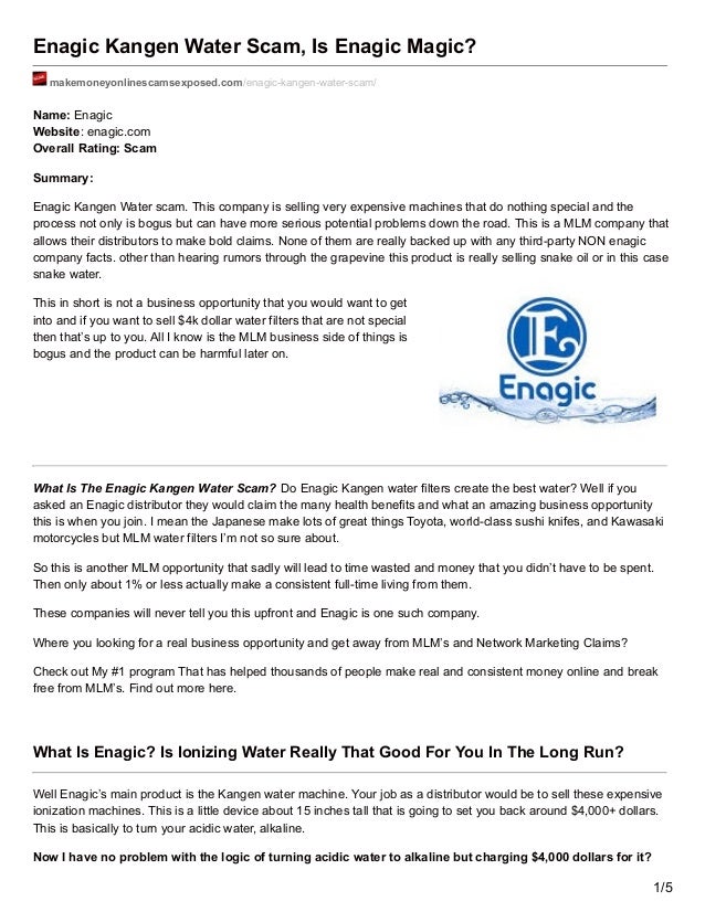 Enagic Kangen Water Scam, What Makes Enagic So Magic?