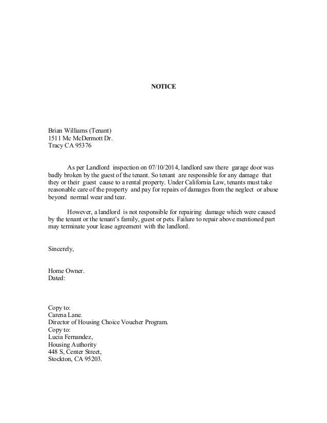notice to vacate apartment letter