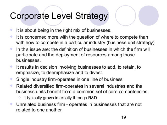In a diversified firm corporate-level strategy is concerned with