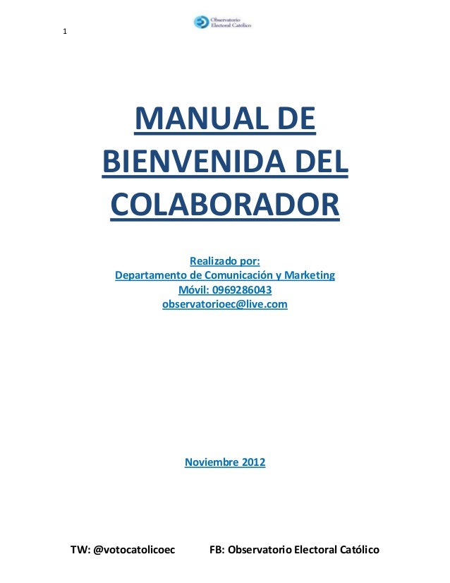 EJEMPLO DE MANUAL DE BIENVENIDA ejemplo de manual de bienvenida: