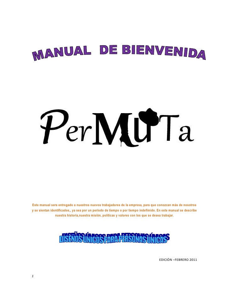 EJEMPLO DE MANUAL DE BIENVENIDA ejemplo de manual de bienvenida: