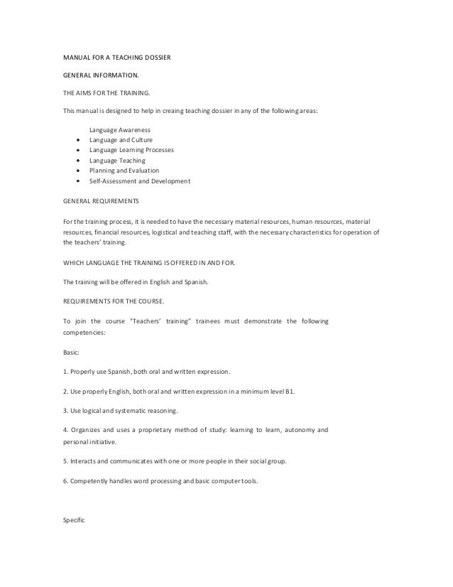 Teaching dossier (pdf) image