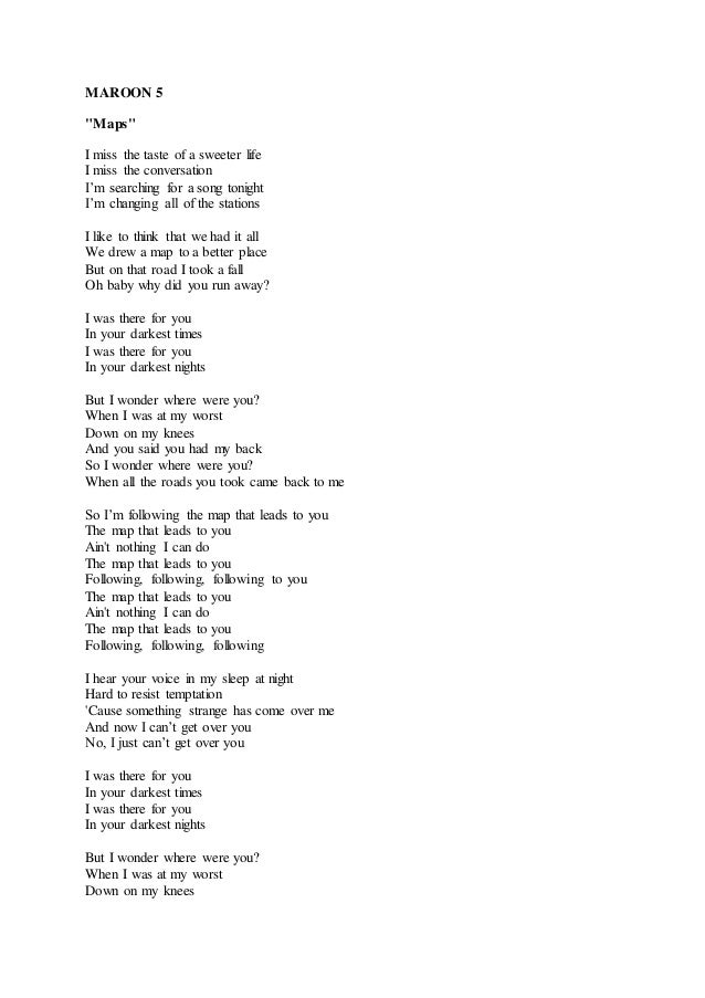 MAROON 5 Maps lyric
