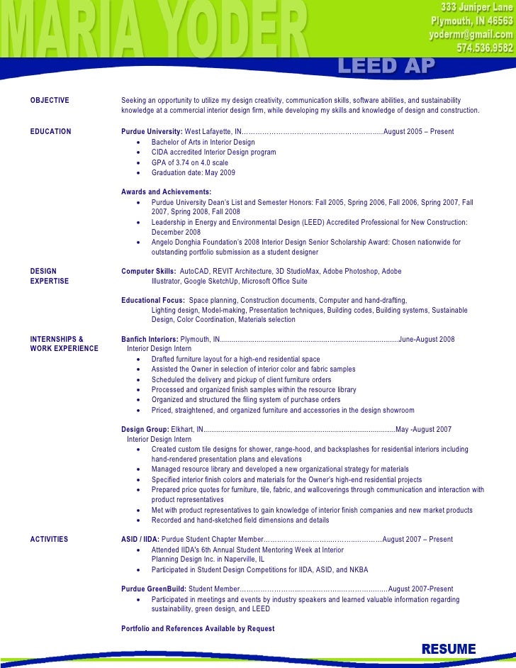 intern architect resumes