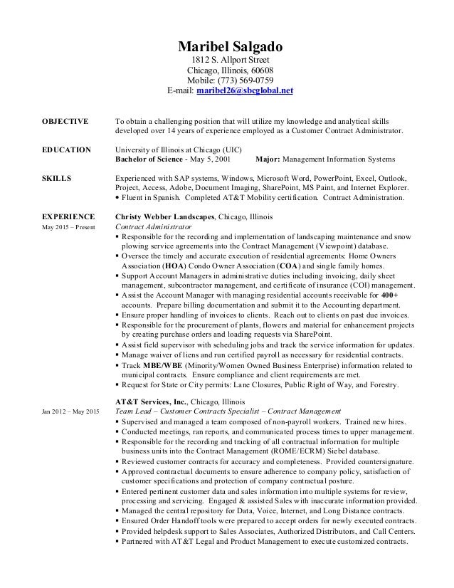 contract position on resumes