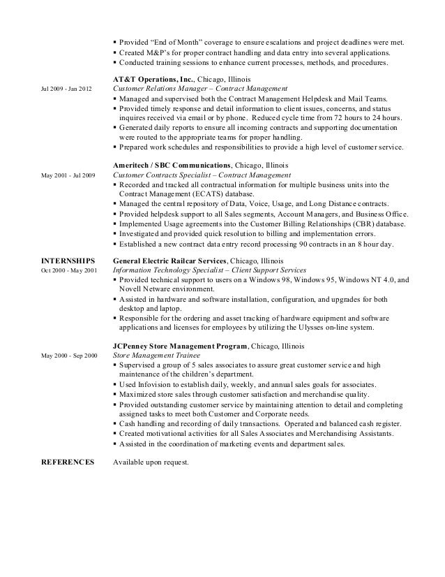 contract manager resume