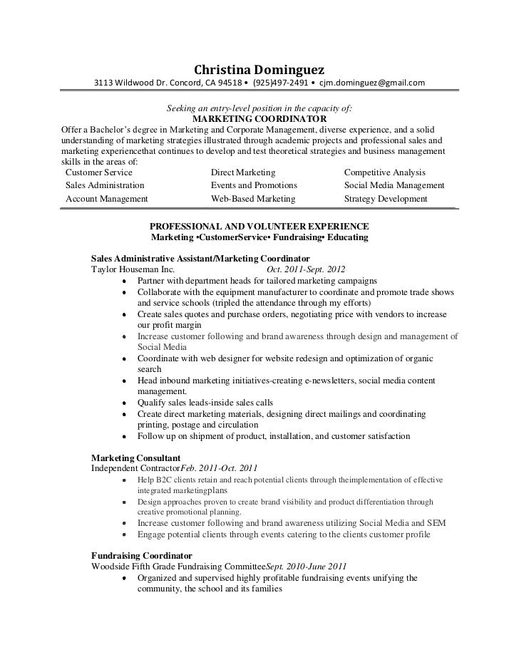 marketing coordinator resume 1 728