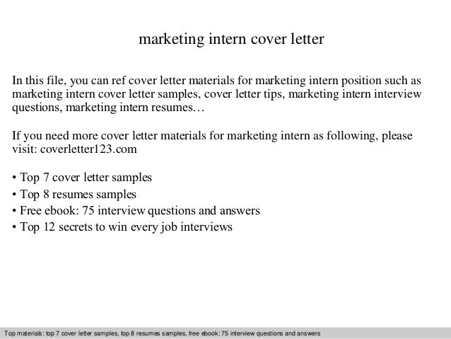 Sample cover letter for marketing internship