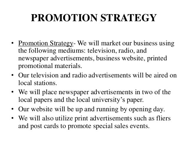 report for the promotional plan of report for the promotional plan of