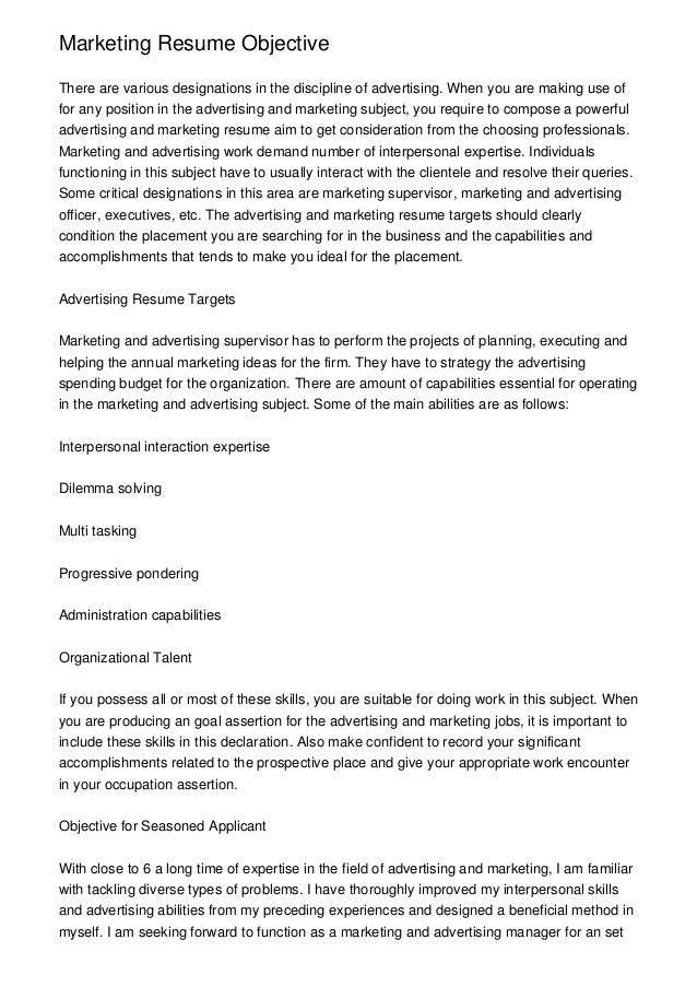 Marketing Resume Objective Objective Marketing Resume Objective Marketing Resume Marketing Resume Objective