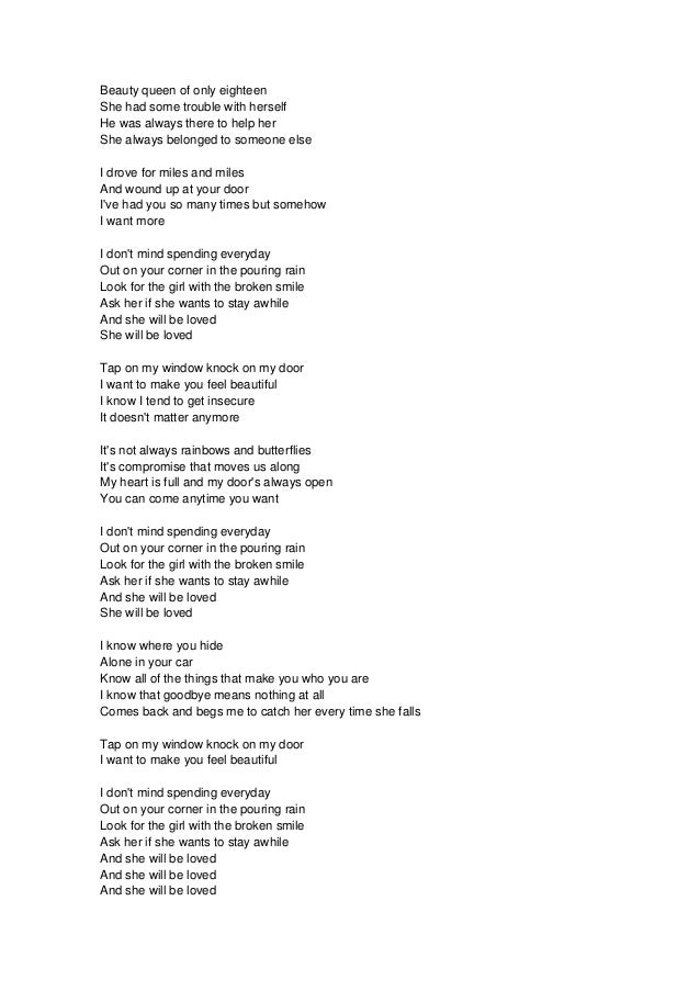 LYRIC MAROON 5 SHE WILL B E LOVED lyric maroon 5 she will b e loved: