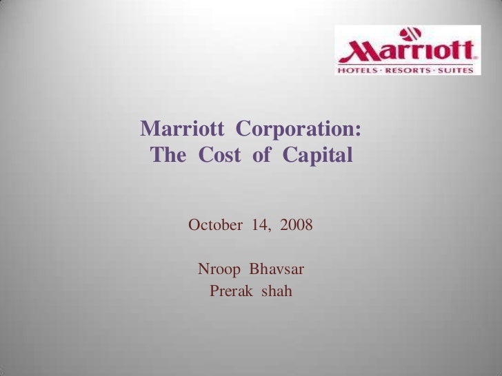 Marriott corporation the cost of capital