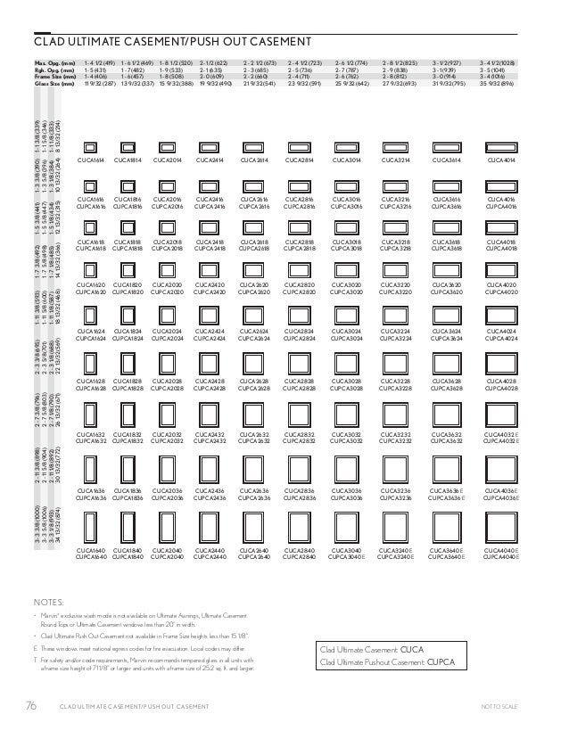 marvin windows and doors product catalog marvin window size chart