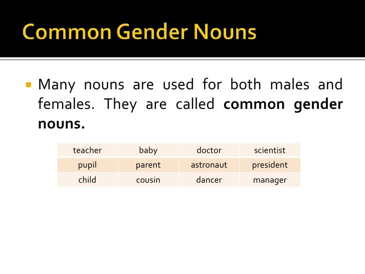 Masculine and feminine nouns