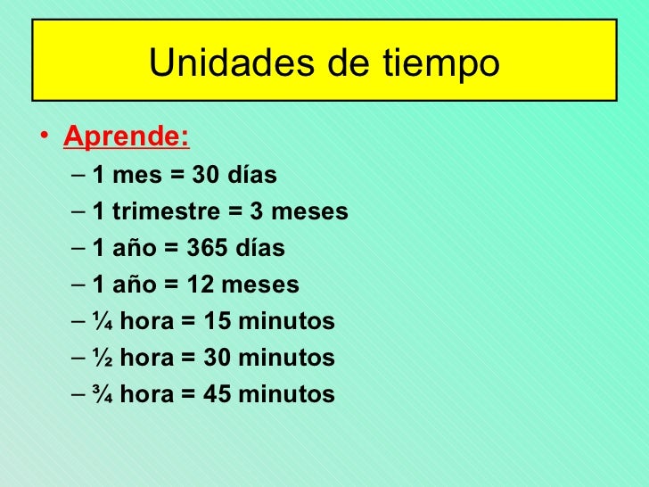 El tempo, unidades de tiempo
