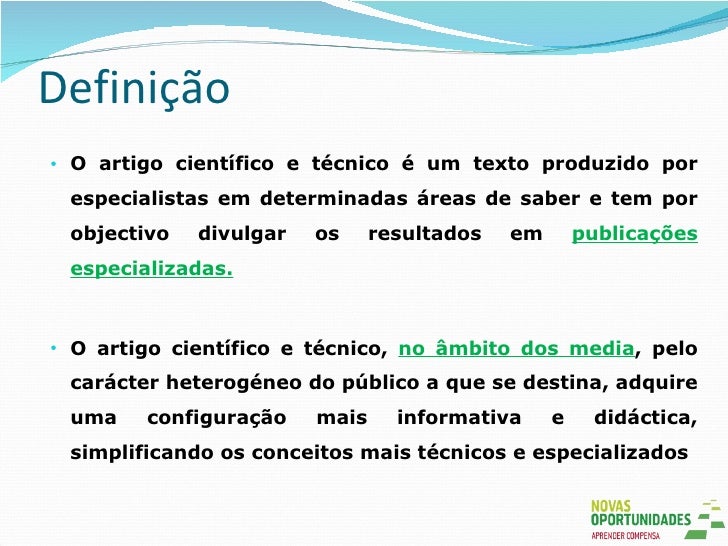 Caracteristicas do artigo cientifico