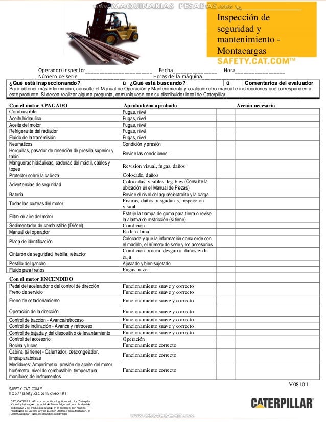 catMaterial tablachequeoinspeccionseguridadmantenimientomontacar…