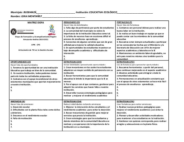 HACER UNA MATRIZ DOFA hacer una matriz dofa: