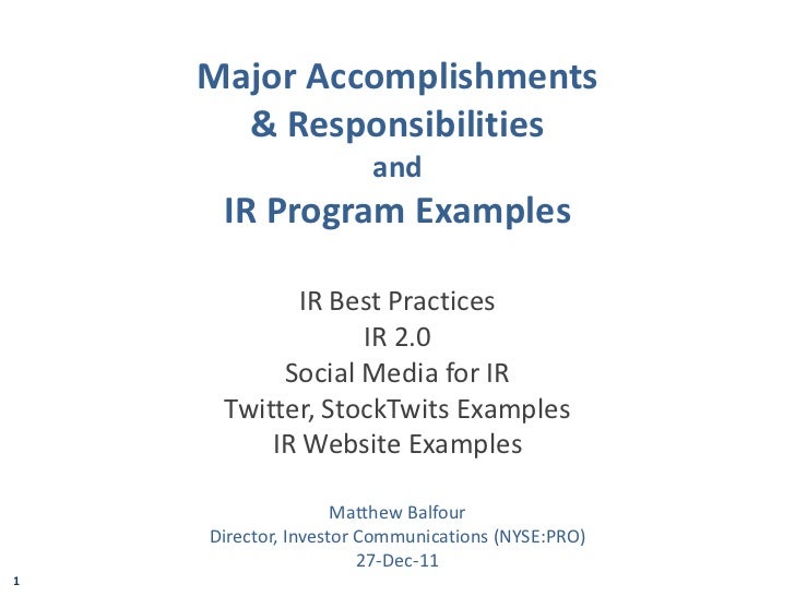 major accomplishments examples