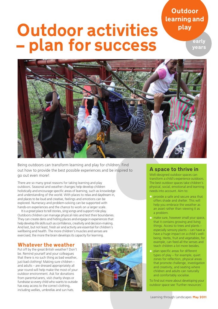 Outdoor Activities, Plan for Success Early Years Outdoors Learning