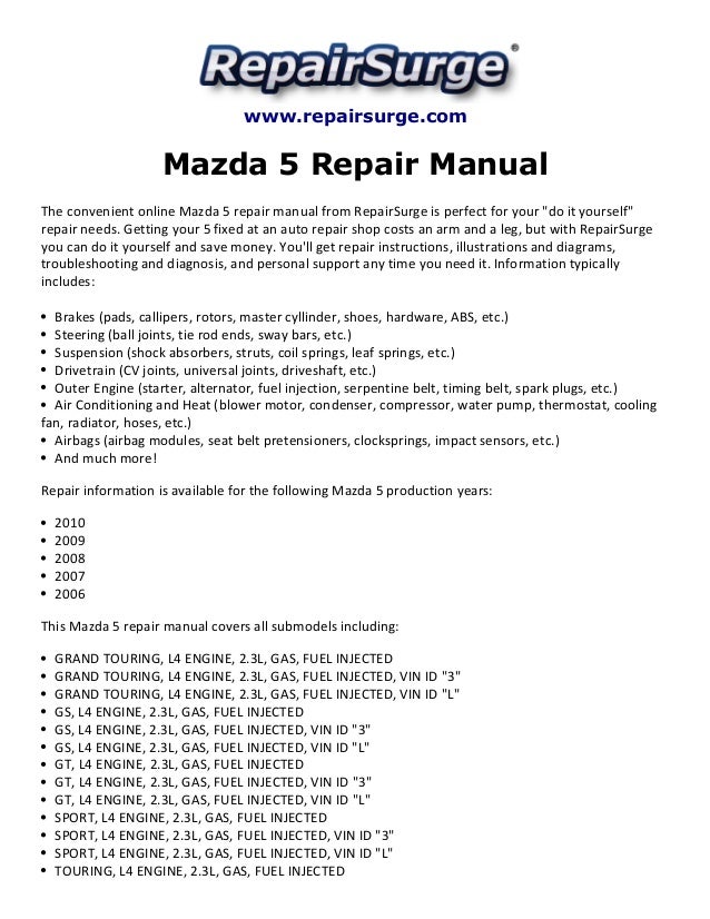 Mazda service manuals