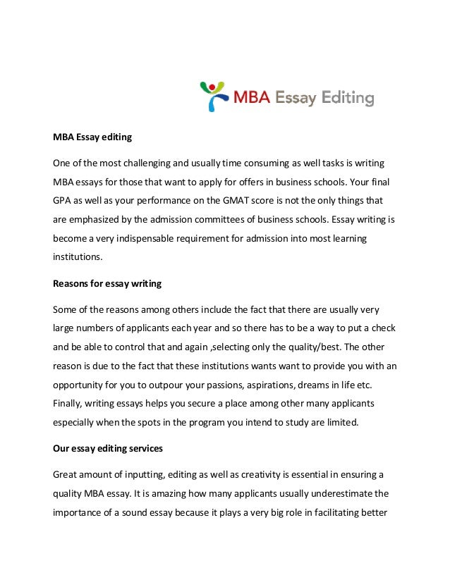 Mba essay editing service