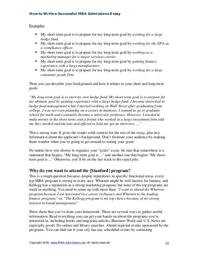 Short and long terms goals essay