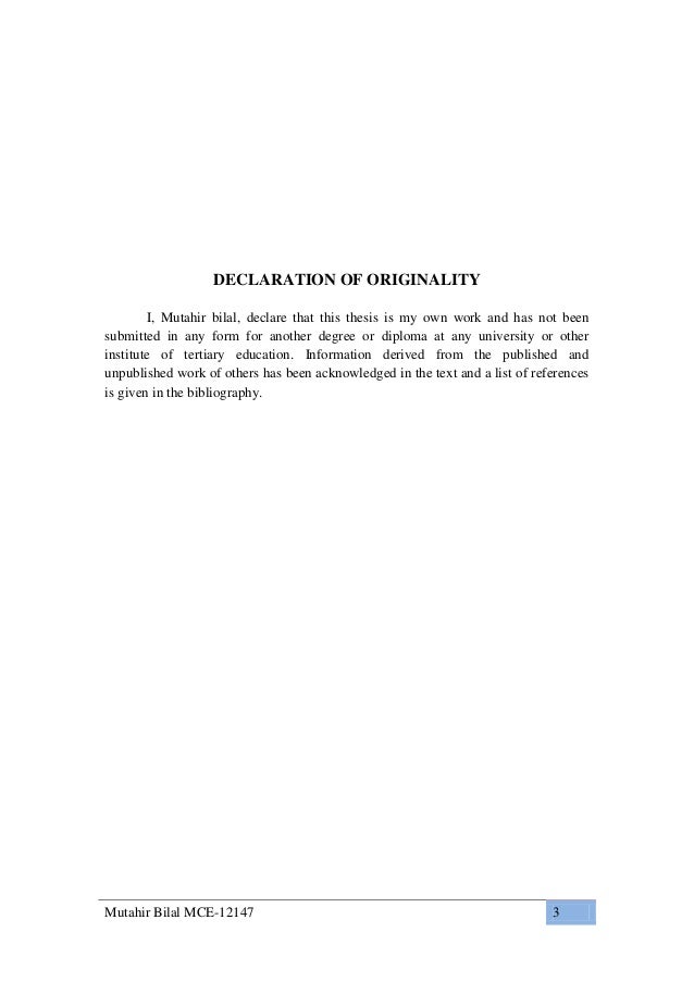Declaration of originality thesis