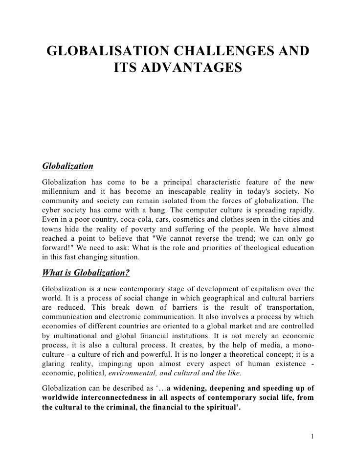 Advantages and Disadvantages of Globalization Essay