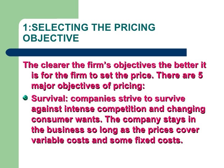 Meaning and objectives of pricing