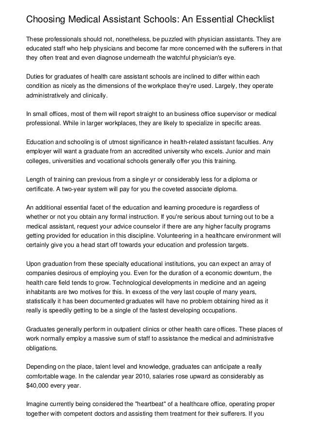 Choosing Medical Assistant Schools An Essential Checklist