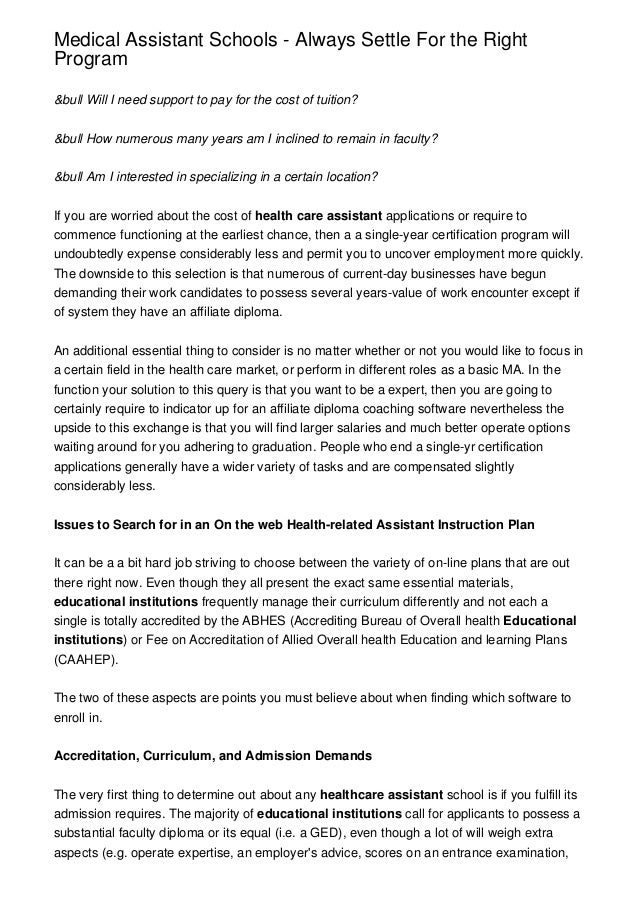Medical Assistant Schools - Always Settle For the Right Program