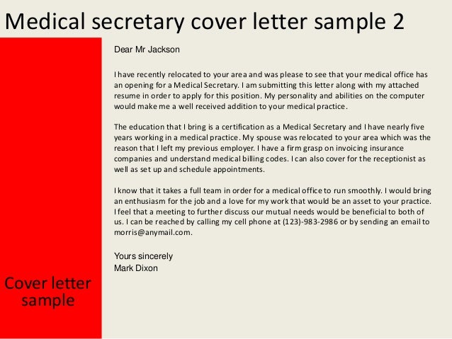 Medical secretary cover letter   slideshare