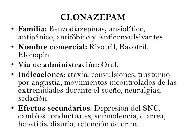 clonazepam 2mg efectos adversos
