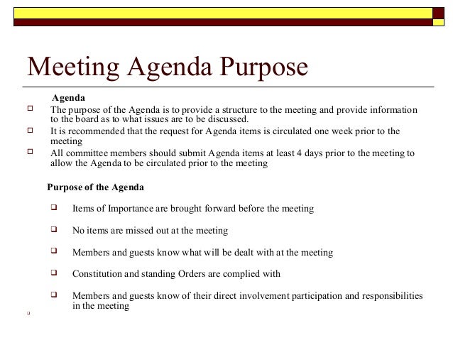 examples of agenda for meetings