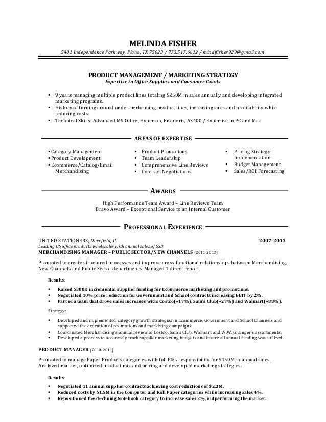 department store manager resume