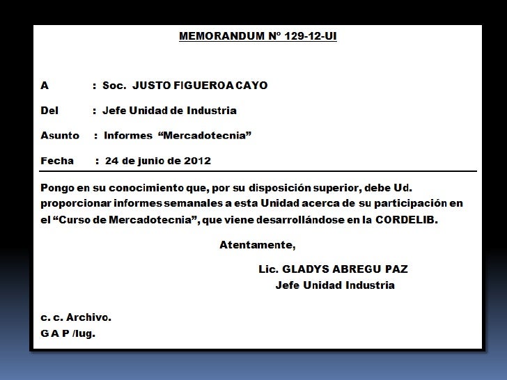 Memorandum diapositivas