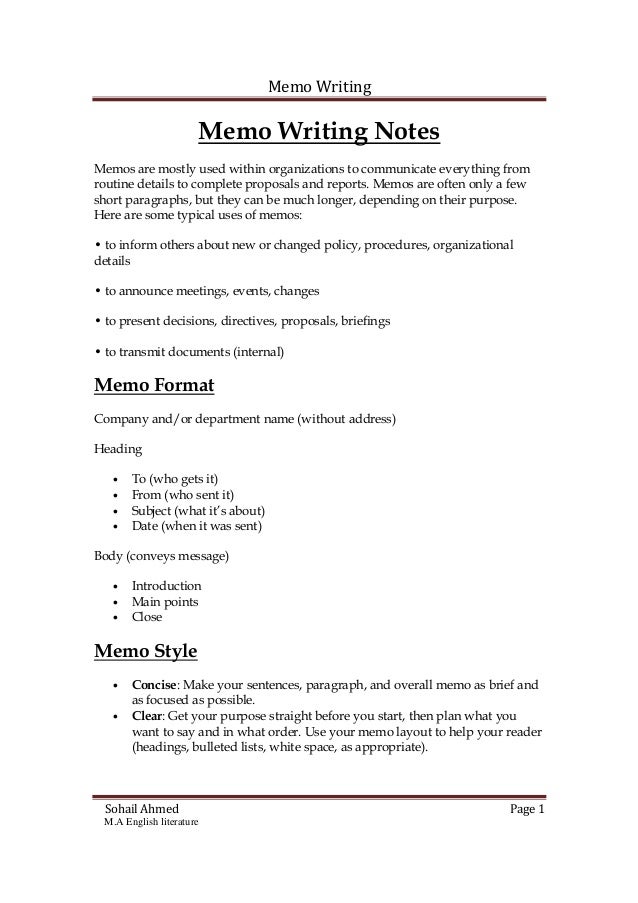 memo setup
