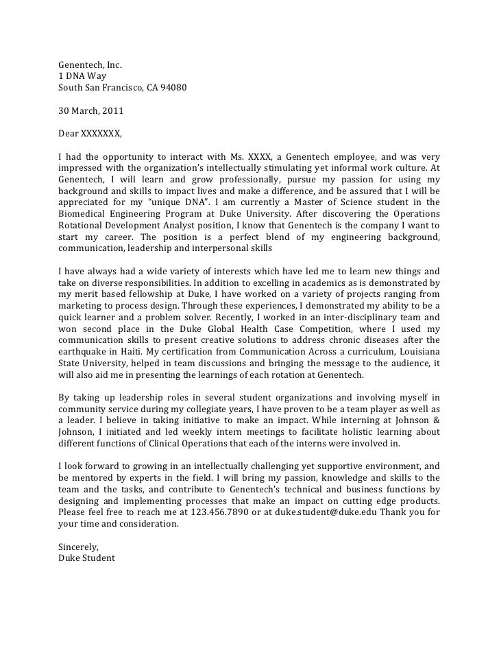 Biomedical engineering cover letter examples