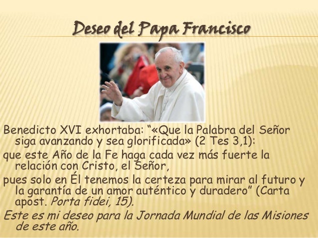 Mensaje del Papa Francisco para domund 2013