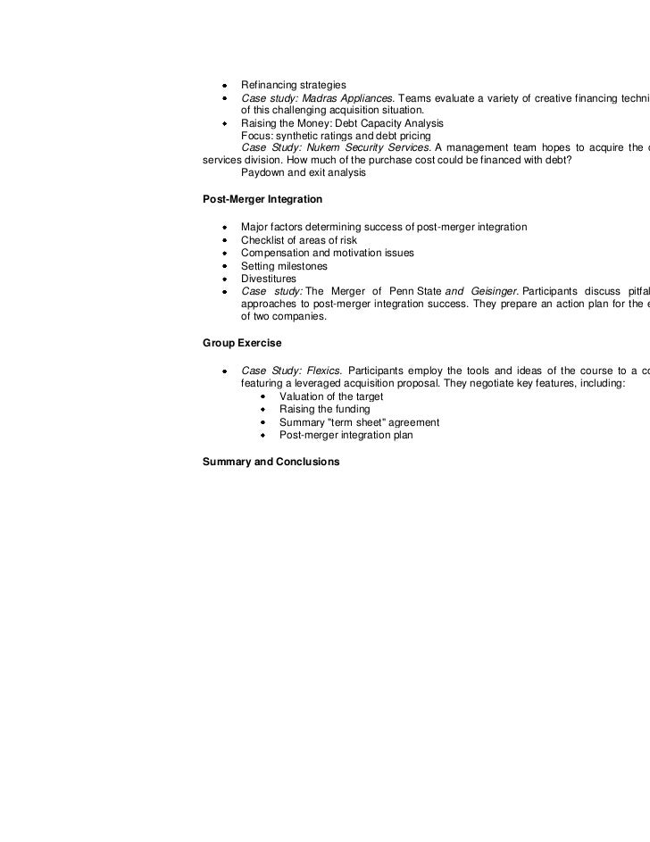 Recent case studies on mergers and acquisitions