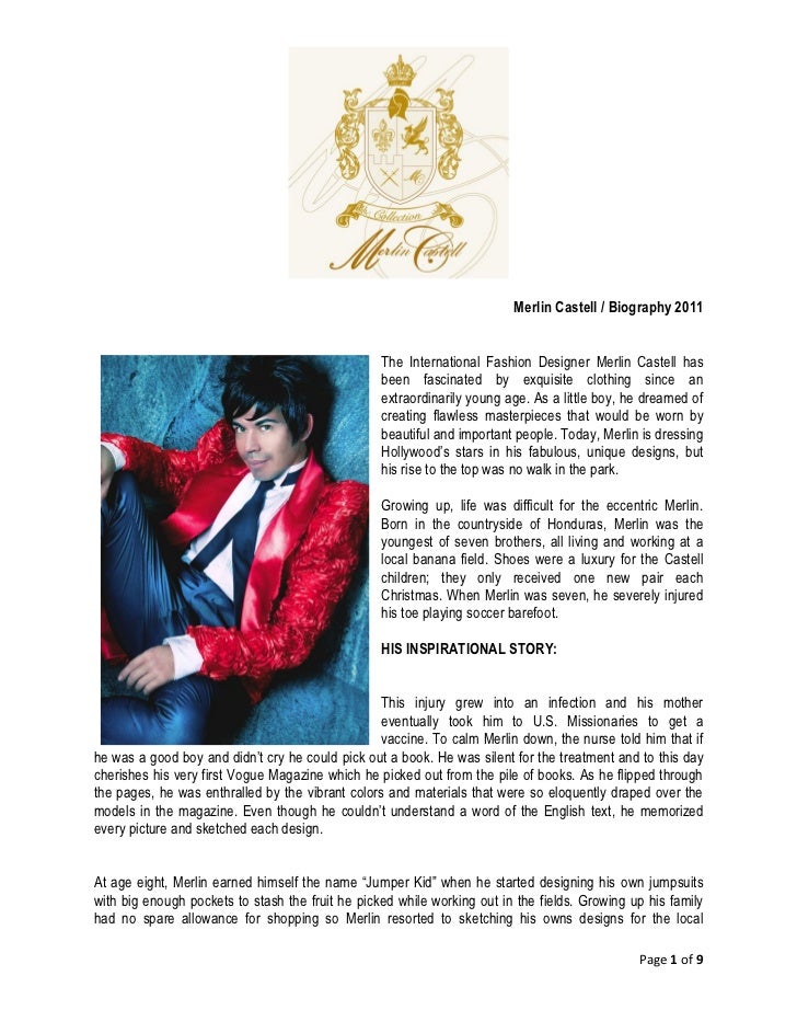 Fashion Designer Biography Sample Fashion Designer Biography Sample