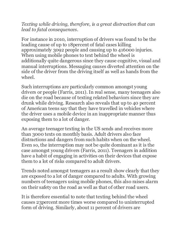 Distraction While Driving Essay Distracted Driving Essay Winners Distracted Driving Texting And Driving Consumer Reports