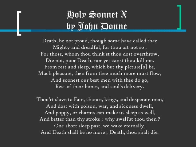 an analysis of death in holy sonnet 10 by john donne an analysis of death in holy sonnet 10 by john donne