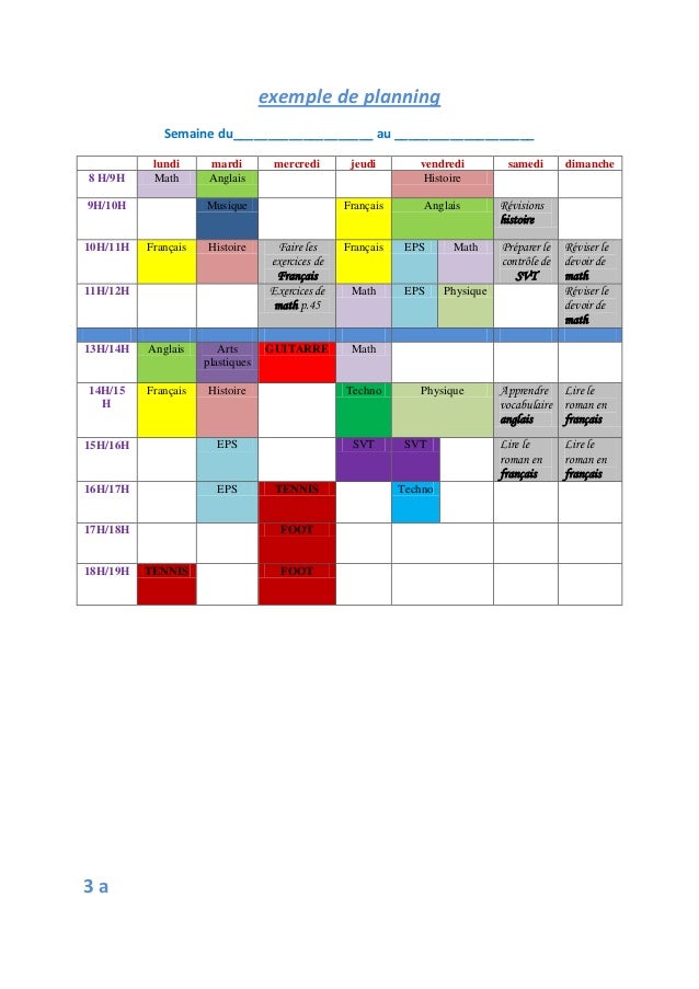 exemple de planning en 10h