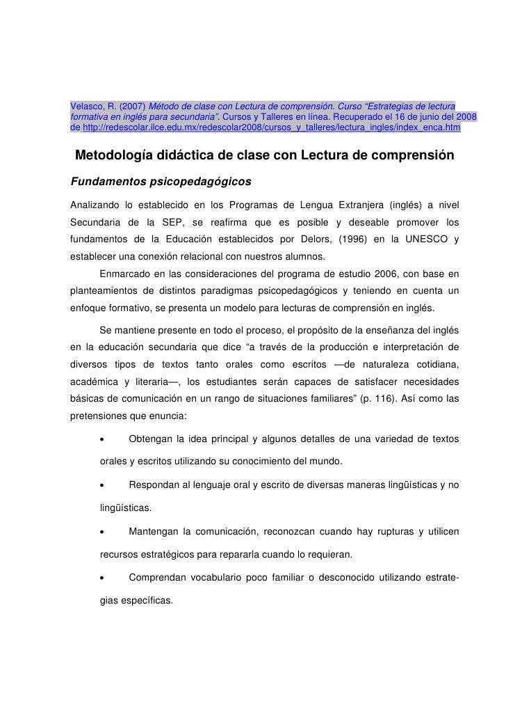 COMPRENSION DE LA LECTURA Y comprension de la lectura y: